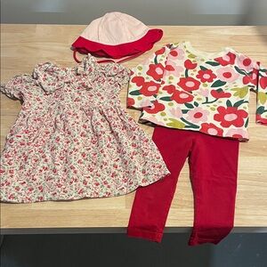 Pink & Red Floral Toddler Bundle Jacadi 12 Months